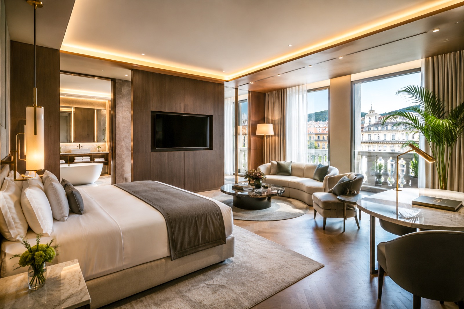 Hotel guest room after retouching