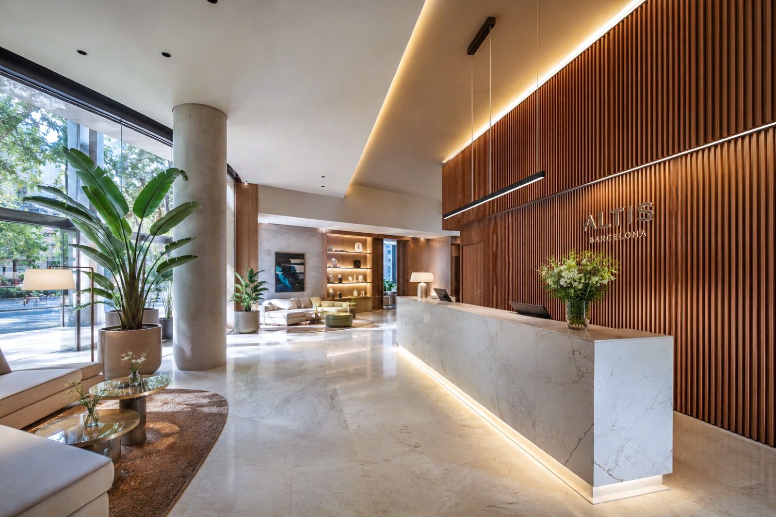 Hotel common area before retouching